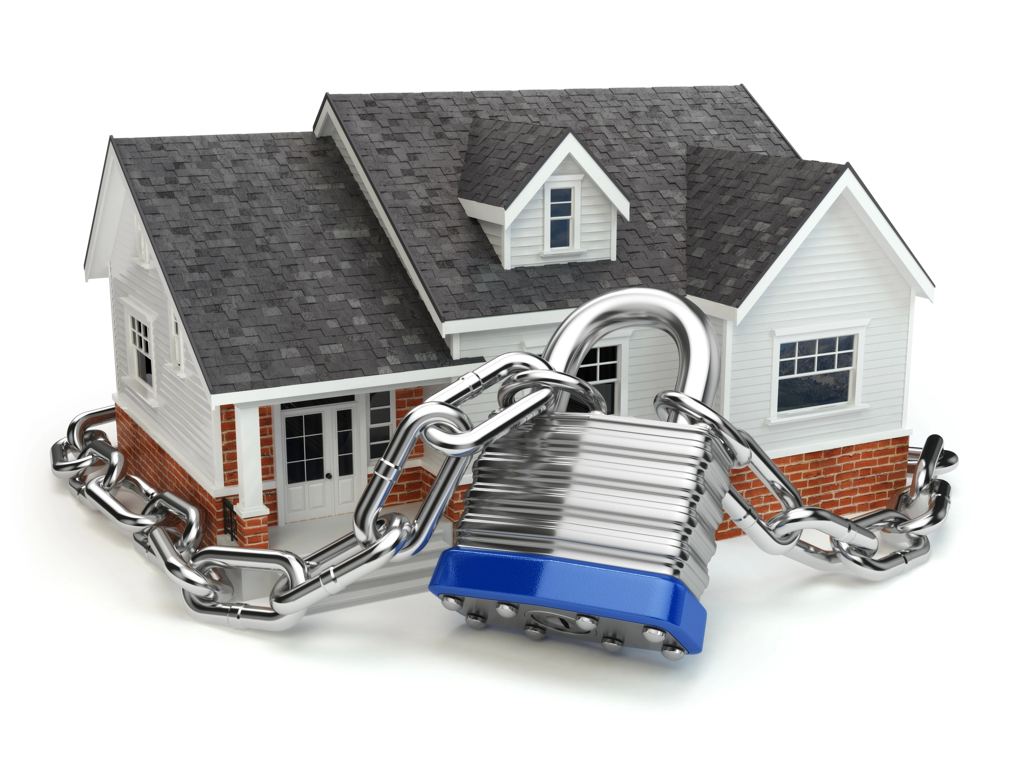 A house with a padlock and chain, symbolizing security and stability for fixed rate home loans