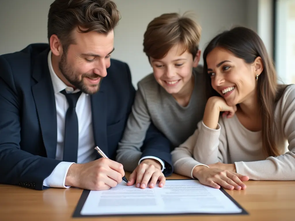 Family meeting with a mortgage broker in Croydon to discuss home loans, Lime Financial Services